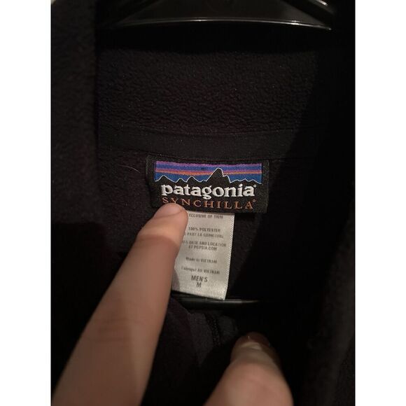 Patagonia Mens Medium Synchilla Mens Medium 1/4 Zip Pullover Black Lightweight - Picture 3 of 7